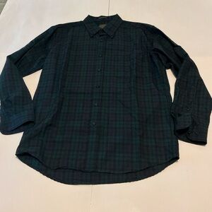Sir Pendleton 100% Wool Shirt Size Large Black Watch Tartan Green Blue Plaid